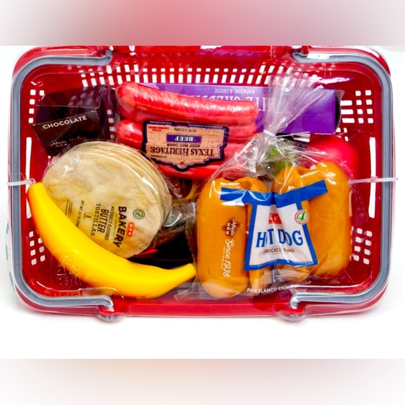 H‑E‑B Kids Play Food Basket - Red - Picture 1 of 2